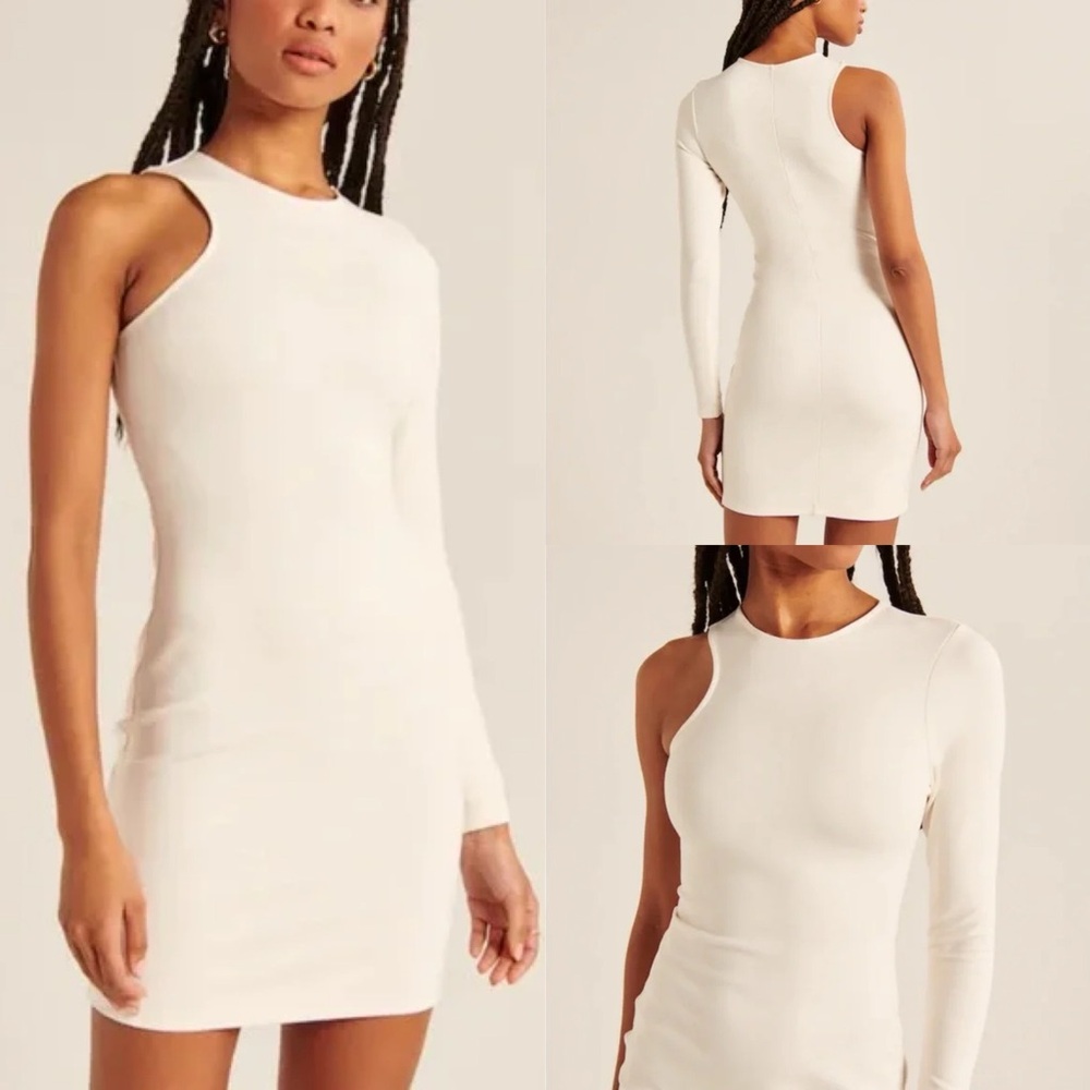 NWT | Abercrombie & Fitch | Asymmetrical One-Shoulder Ponte Mini | White | XSP